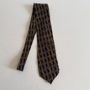 Geometric Abstract Tie in Black Gold Martini as seen under the microscope Silk